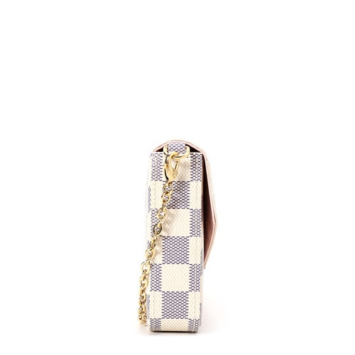 Louis Vuitton/路易威登 特價(jià) 白色棋盤(pán)格經(jīng)典帆布女士鏈條多用斜挎包 Felicie N61363