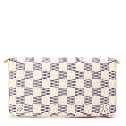 Louis Vuitton/路易威登 特價(jià) 白色棋盤(pán)格經(jīng)典帆布女士鏈條多用斜挎包 Felicie N61363