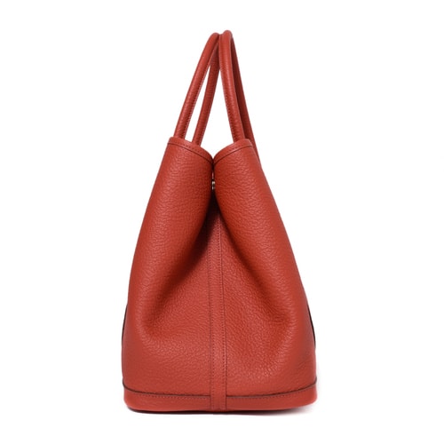 HERMES(愛馬仕) 磚紅色皮質手提包garden party