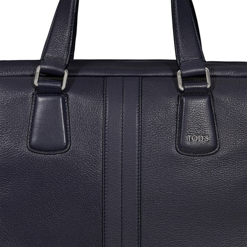 Tod’s/托德斯 男士藍(lán)色牛皮雙條紋設(shè)計(jì)公文包